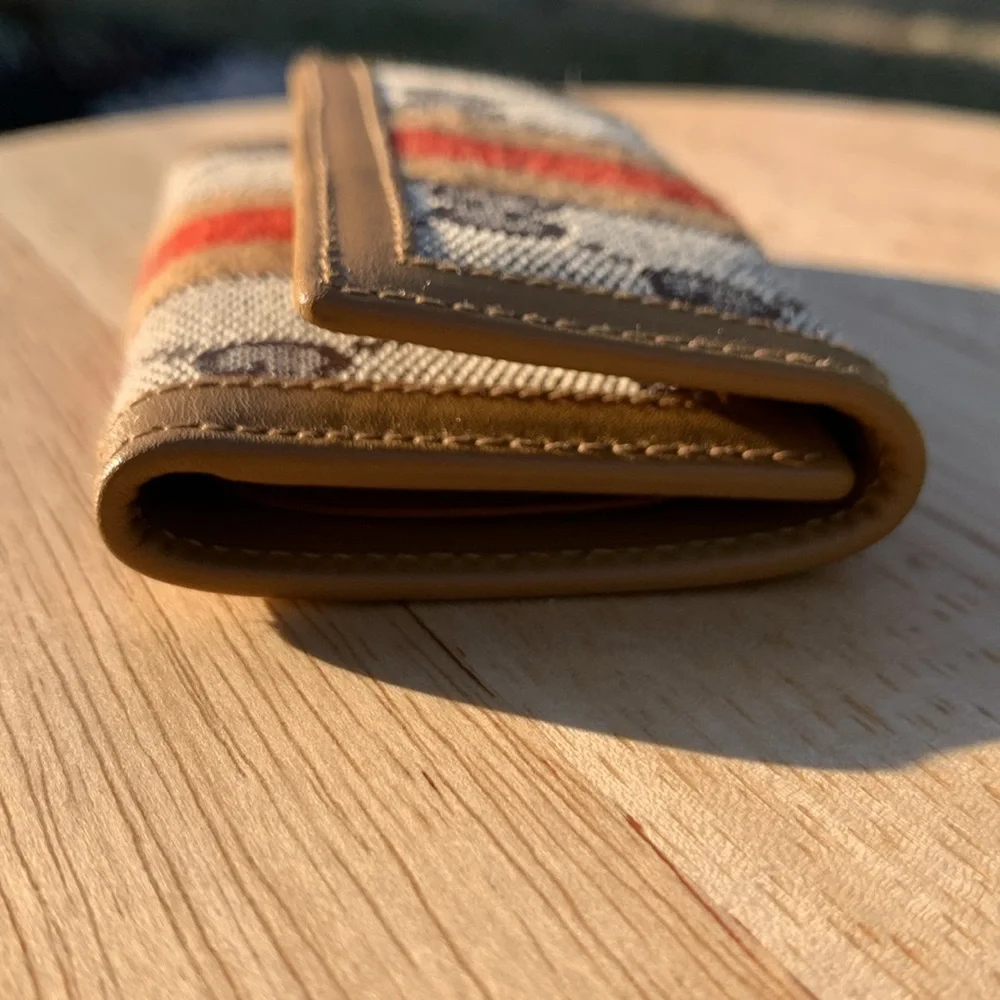 Gucci 6 ring key card holder GG logo canvas + leather orange tan stripe - Picture 5 of 13